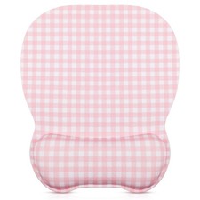 Pink Gingham Mouse Pad with Wrist Rest Checkered Mouse Pad picture