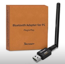 TECHKEY 200M Bluetooth v6.0 USB Adapter Plug & Play for PC w/ Antenna Black picture