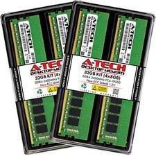 A-Tech 32GB 4x 8GB DDR4 2400 PC4-19200 Desktop 288-Pin DIMM Memory RAM Kit 32G picture