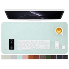 36x17 Inch Mint Green Distressed Leather Desk Mat NonSlip PU Pad Blotter picture