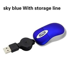 Mini Portable Wired Retractable Mouse Computer Mause Small Hand USB Optical 1000 picture