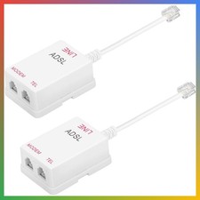 ADSL Filter Splitter 2 Pack White Voice Data Noise Reduction RJ11 picture