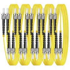 FiberPrime-OS2 ST to ST Single Mode Fiber Patch Cable, 5m/16ft, 5Pack | Singl... picture