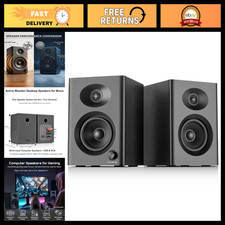 High-Quality Powered Computer Speakers for Desktop PC & Music - Black Pair picture