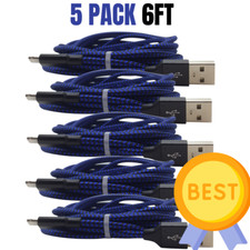 5 Pack 6Ft Braided USB Fast Charging Cable For iPhone 12 11 Pro 8 Charger Cord picture