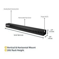 StarTech 0U 3ft Vertical Cable Organizer with Finger Ducts picture