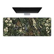 Deep Green Floral Desk Mat,Desk Pad, XXL Large Mouse Pad,Anti-Slip Big Mousep... picture