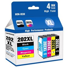 202XL 4PK Ink Compatible for 202XL XP-5100 WF-2860 Printers(BK/Y/M/C) picture