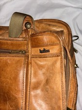 Hartmann Leather Briefcase Vintage Tan Multi Compartment Laptop Bag picture