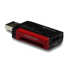 Verbatim Pocket USB 3.0 Card Reader, SD and microSD, Built-in USB, Black picture