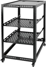 TECMOJO 20U Open Frame Network Rack for IT & AV Gear, 4-Post With Casters, Mobil picture