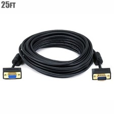 25FT Monitor Cable SVGA VGA Male to Female Ultra Slim w/ Ferrites Gold Plated picture