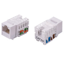 30 pcs Keystone Jack Cat6a White 45-Degree Network 110 Punchdown 8P8C RJ45 picture