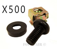 500 Pack Lot - M6 Rack Mount Cage Nuts, Screws, & Washers - Square Clips Server picture