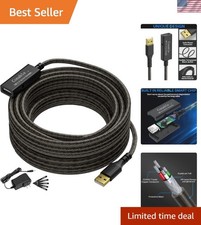 50ft USB 2.0 Extension Cable with AC Power Supply - Fast Data Transfer picture