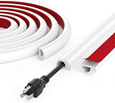 Cable Raceways Wall Cord Hider Silicone 118 Inches White Flexible Wire Covers picture