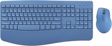 PEIOUS Bluetooth Ergonomic Keyboard And Mouse Full Size Blue picture