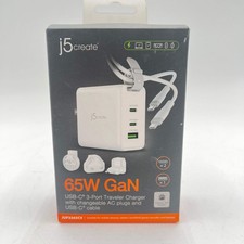 J5 Create 65W GaN Traveller Charger White New In Box picture