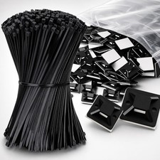 500 PCS 1 Inch Adhesive Zip Tie Mounts 8 Inch Zip Ties Black Wire Management picture