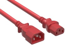 7ft IEC C14 to IEC C13 Heavy Duty PDU Power Cord, 14 AWG SJT, 15A/250V, Red USED picture