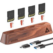 8-Port USB 3.0 SD Card Reader, Walnut Wood Design 5Gbps Data, Simultaneous to... picture