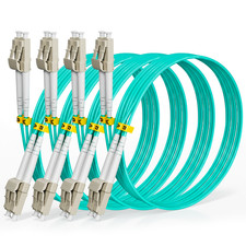 OM3 LC‑UPC to LC‑UPC Duplex Fiber Patch Cable 5m (4 Pack) Aqua LSZH | ALVIRON picture