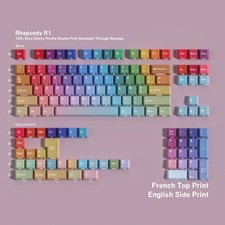 Jaycomia 131-Key PBT Rainbow Gradient Keycaps Cherry Profile Shine-Through picture