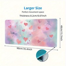 1pc a Large Mouse Pad Featuring a Dragonfly And Heart Design in Bright Pink, B picture
