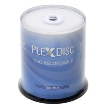 100 PlexDisc 16X 4.7GB DVD+R White Inkjet Hub Printable Disc Cake Box 63C-215-BX picture