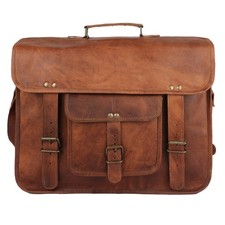 Retro Style Brown Leather Satchel Messenger Bag for Men, Handmade Leather Laptop picture