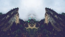 Landscape mountains forest mirrored prism nature art Custom Gaming Mat Desk picture