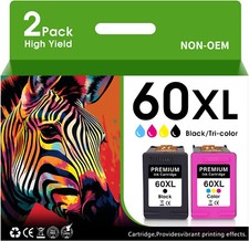 2 Pack 60XL Ink Cartridge Combo for HP DeskJet F4480 F4440 D2660 F4275 F4280  picture