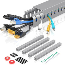 Open Slot Wire Duct Kit 62.8 Inch PVC Cable Management Raceway for Desk and Wall picture