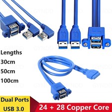 Stackable USB 3.0 Female Panel Type to Motherboard 20Pin Header Cable Dual Ports picture