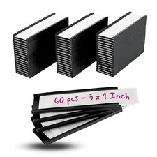 60 Pack Magnetic C Channel Label Holders for Metal Racks Shelves, 3x1 Inch picture