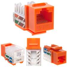 30 pcs Cat6 Punchdown Keystone Jack Orange 45 Degree Angle Ethernet Network PACK picture