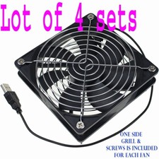 LOT 4 x Multipurpose Quiet 120mm USB Fan for Receiver DVR PS Xbox PC With GRILL picture
