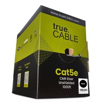 trueCABLE Cat5e Riser 1000ft, Black, 24AWG 4 Pair Solid Bare Copper, 350MHz, PoE picture