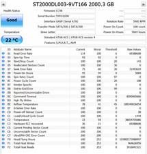 100% HEALTH SEAGATE Barracude Green HDD ST2000DL003  2TB SATA 6GB/s 5900 RPM 3.5 picture