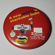 Vintage 3Com LinkBuilder FMS 24-Port TP Hub Computer Pin Back Button picture
