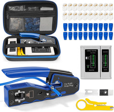 RJ45 Crimp Tool Kit with Case, Pass through Ethernet Cat5 Cat6 Crimper picture