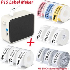 P15 Bluetooth Label Maker Machine Sticker Barcode Thermal Label Printer + tapes picture