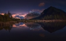 Landscape nature starry night lake mountains reflection Custom Gaming Mat Desk picture