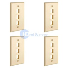 4x Wall Plate 3 Hole Port Jack Keystone Audio Video Wallplate Ivory picture