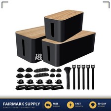Cable Management Box Set 3 Pack with Cable Ties and Clips for Power Strips picture