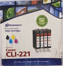 DATAPRODUCTS CLI-221 4 PACK INK CARTRIDGES YELLOW MAGENTA CYAN BLACK FOR CANON picture
