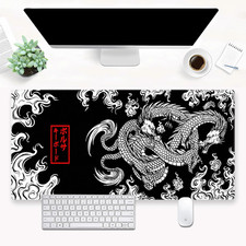 Japanese Dragon Desk Mat XXL Large Gaming Mouse Pad Black White picture