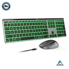 Wireless Bluetooth Keyboard Mouse Combo 7 Color Backlit Full Size QWERTY Number picture