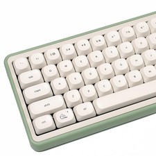 MOA Profile Cute Cat Minimalist White PBT Keyboard Cap Set 124 PCS Premium picture