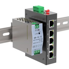 5 Port 100Mb Unmanaged Industrial Switch 15W Power Supply DIN Rail picture